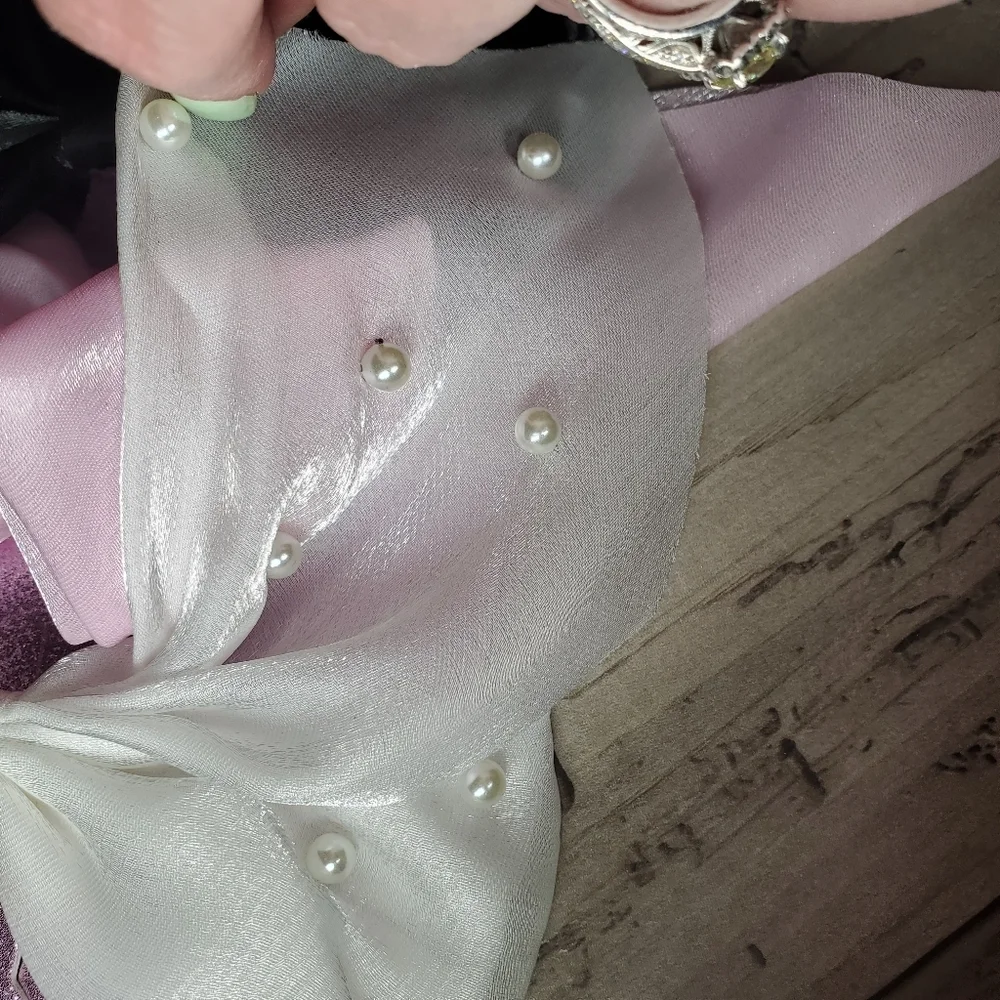 NWT Capelli New York Girls Pearl-Embellished 3pc Bow Set - White, Pink, Black