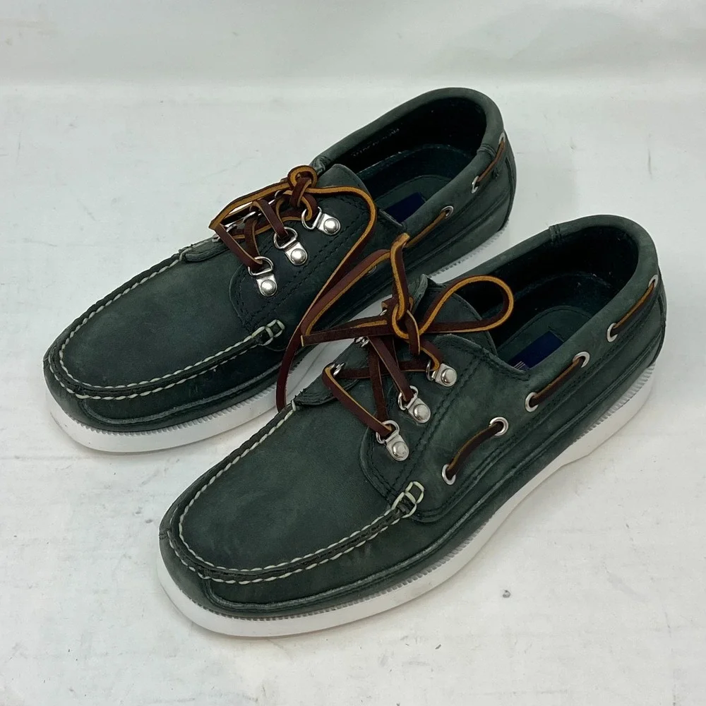 Polo Sport‎ Ralph Lauren Boat Shoes Loden Leather Moc Toe Green Men's 8D VTG NEW