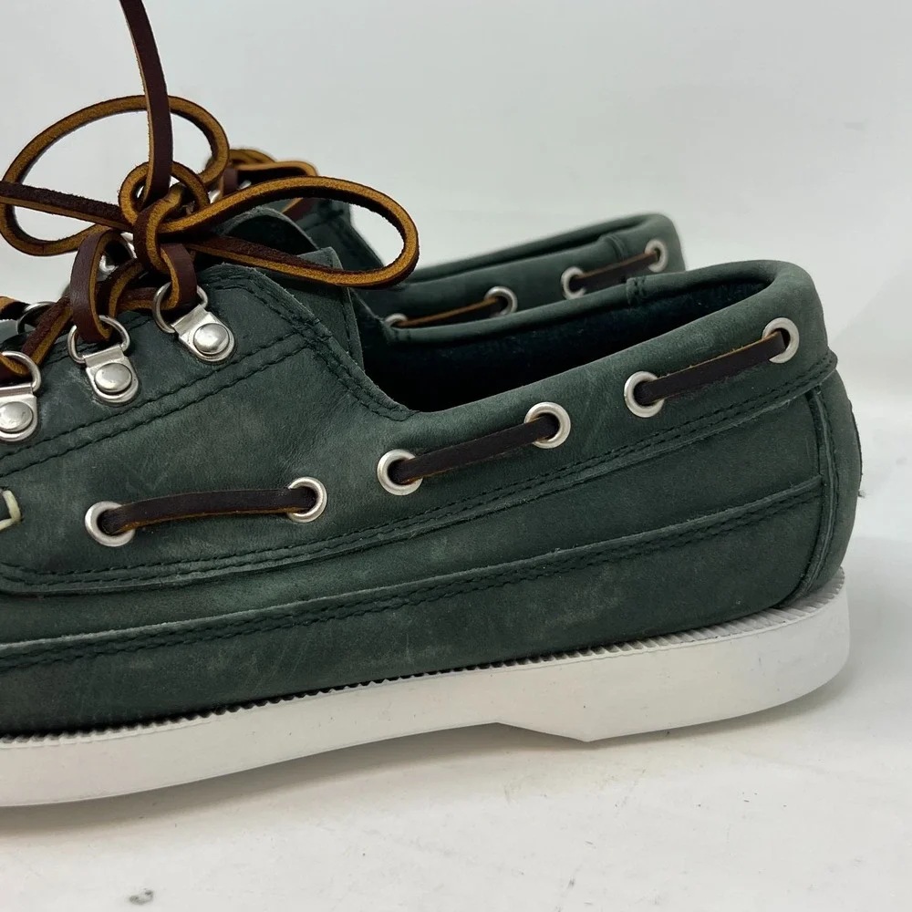 Polo Sport‎ Ralph Lauren Boat Shoes Loden Leather Moc Toe Green Men's 8D VTG NEW