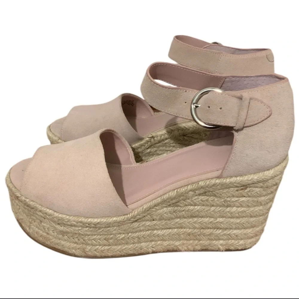 Marc Fisher Alida Suede Leather Espadrille Sandal Ankle Strap Sz 11 l Pink