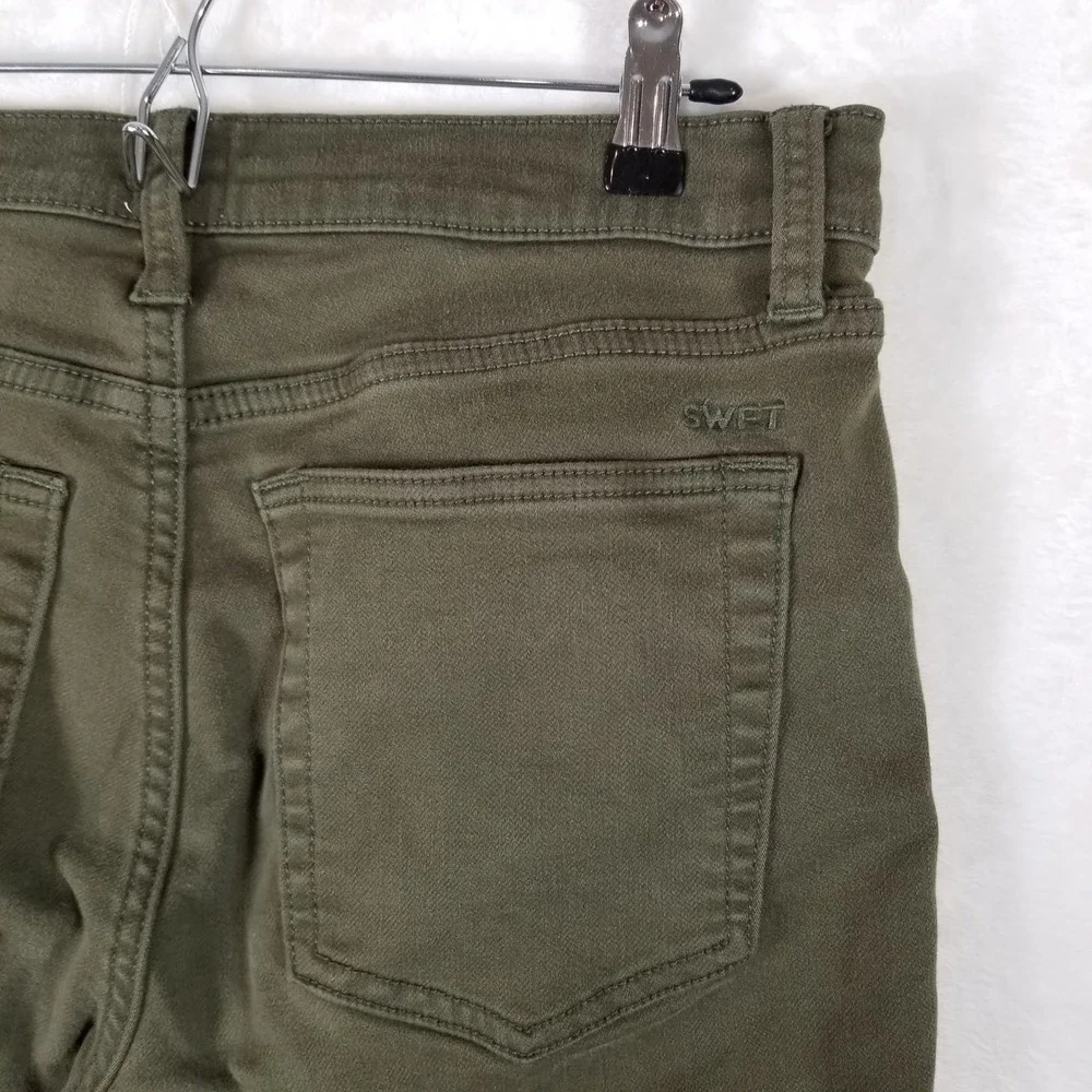 SWET TAILOR‎ Mens Slim Fit Five Pocket Chino Pants Olive Green Size 31x34