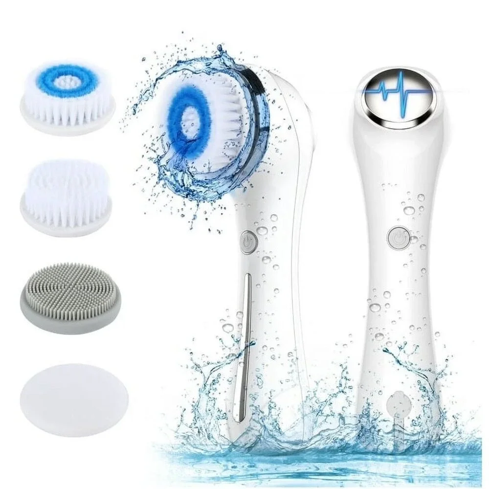 Electric Facial Cleansing Brush Waterproof Silicone Face Scrubber Dual Speed NIB