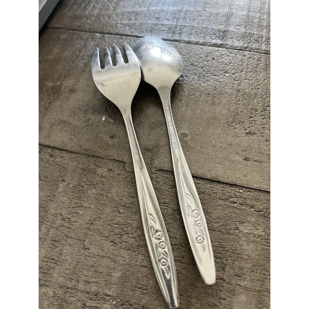 VTG SUPERIOR STAINLESS Taiwan USA Flatware RADIANT ROSE Spoon & Fork Silverware