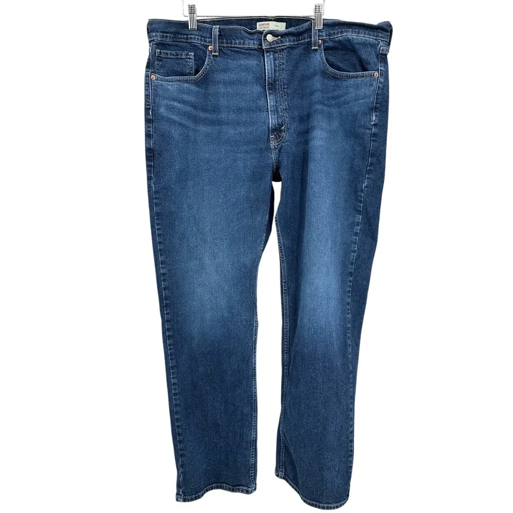 Levi Strauss Signature RELAXED Straight Leg Dark Wash Denim Jeans Men's 42 x 32