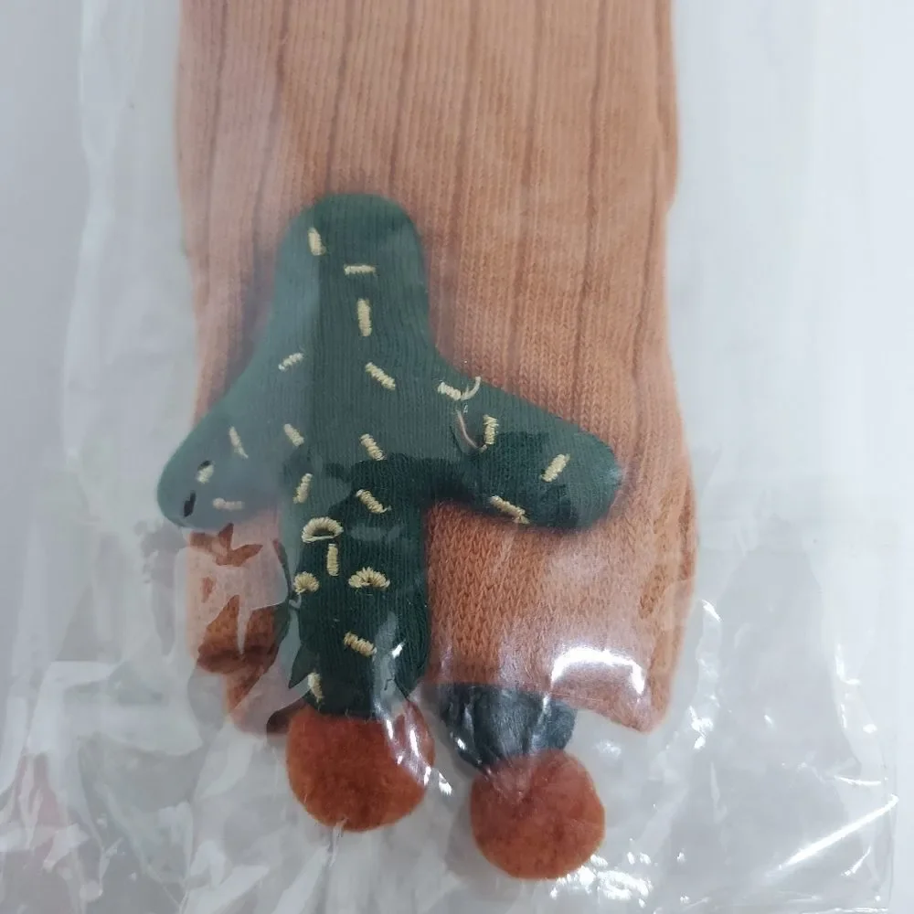 NWT Tiny Alpaca Orange & Green Cactus Socks