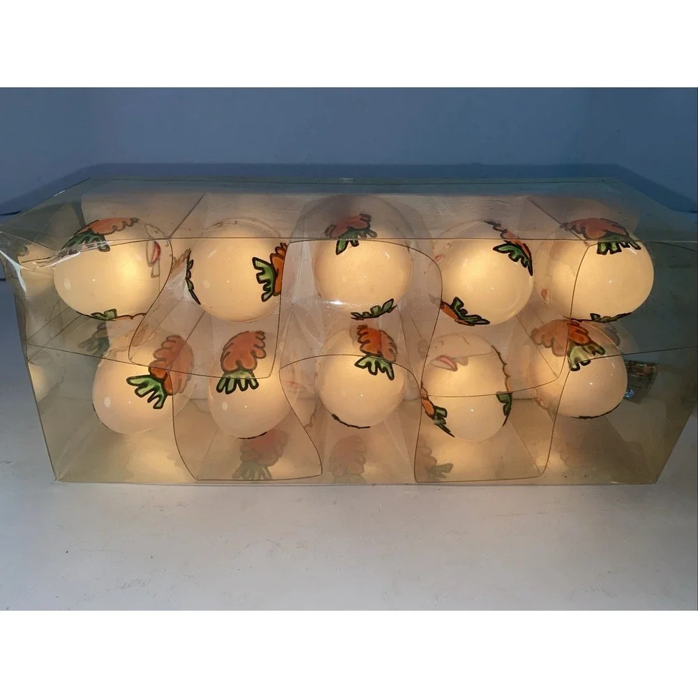 Vintage White Easter Egg‎ Light String With Carrot And Bunny Design Works In Box