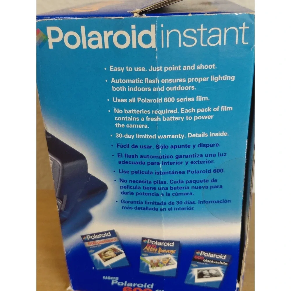 Vintage Polaroid OneStep 600 Instant Camera w/ Original Box Uses 600 Film Tested
