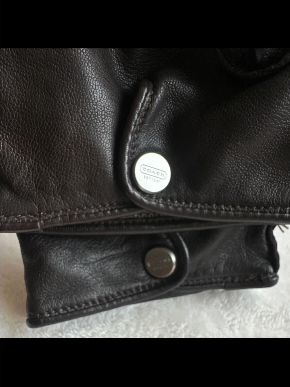 VTG 90s COACH Brown Leather & Cashmere Gloves XL