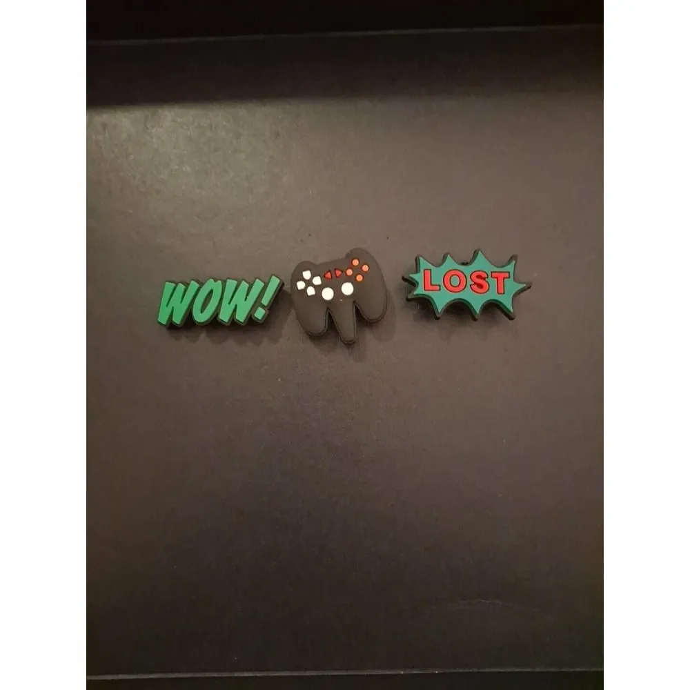 Lot Of 3 Video Gamers Themed Croc Charm‎ Jibz Wow, Lost, Game Controller