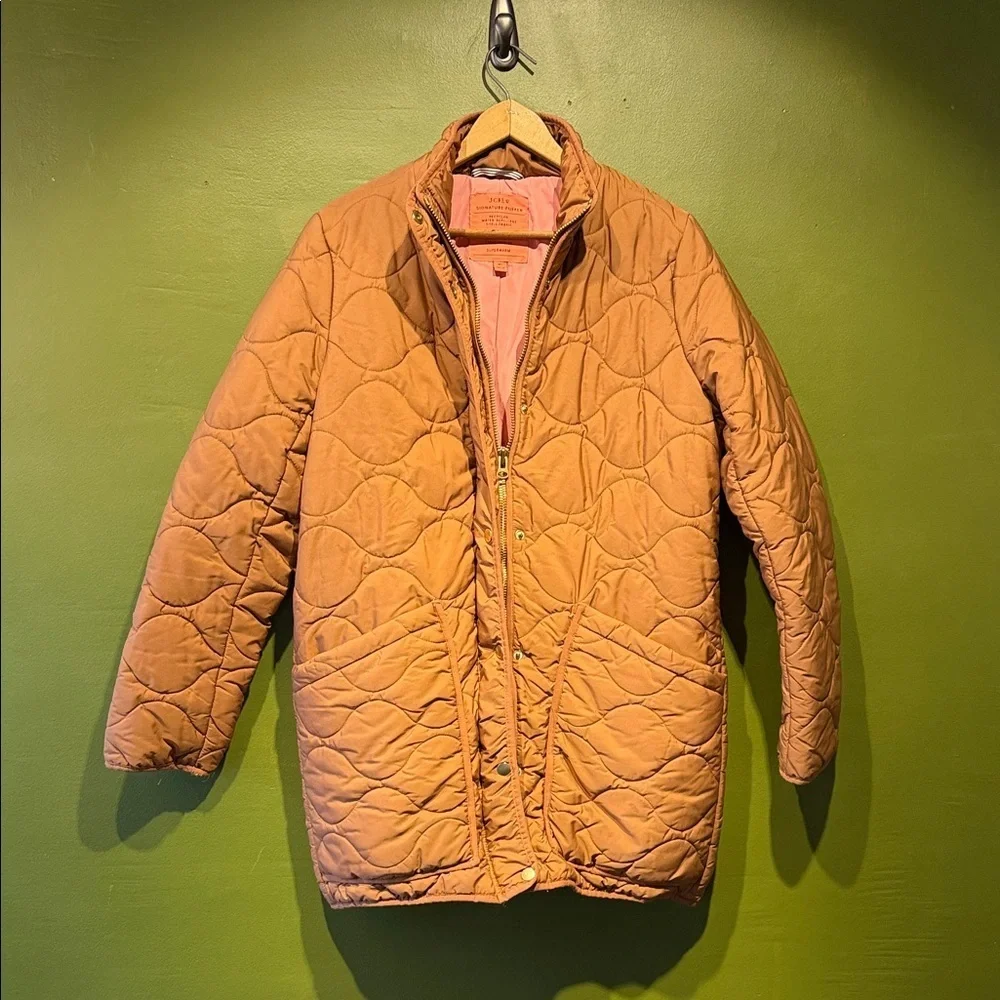 J. Crew Women's Signature Puffer Quilted Jacket - Orange Medium Tall