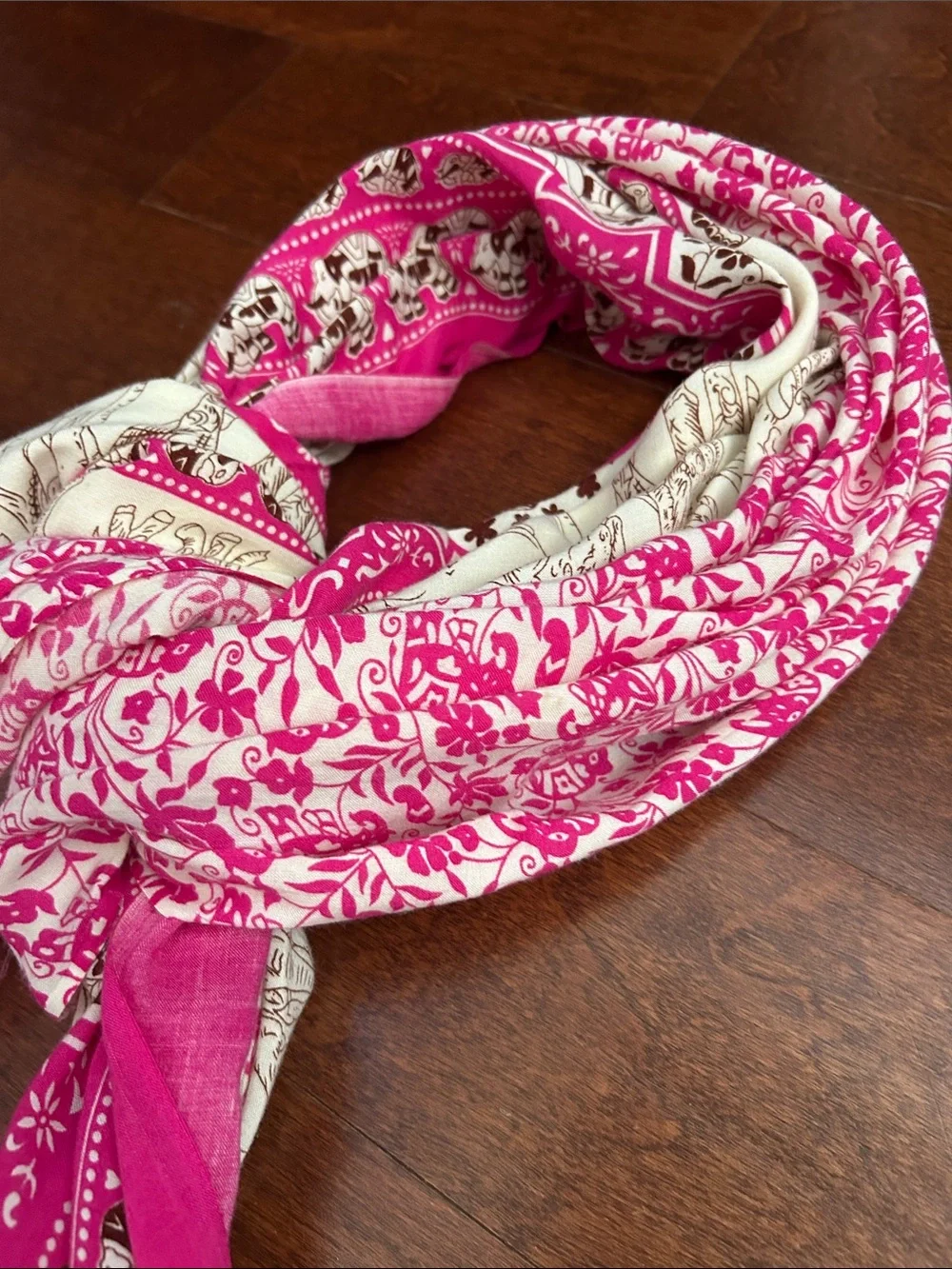 Bright Pink Elephant Print Sarong Scarf Wrap, Perfect for a Cruise or Resortwear