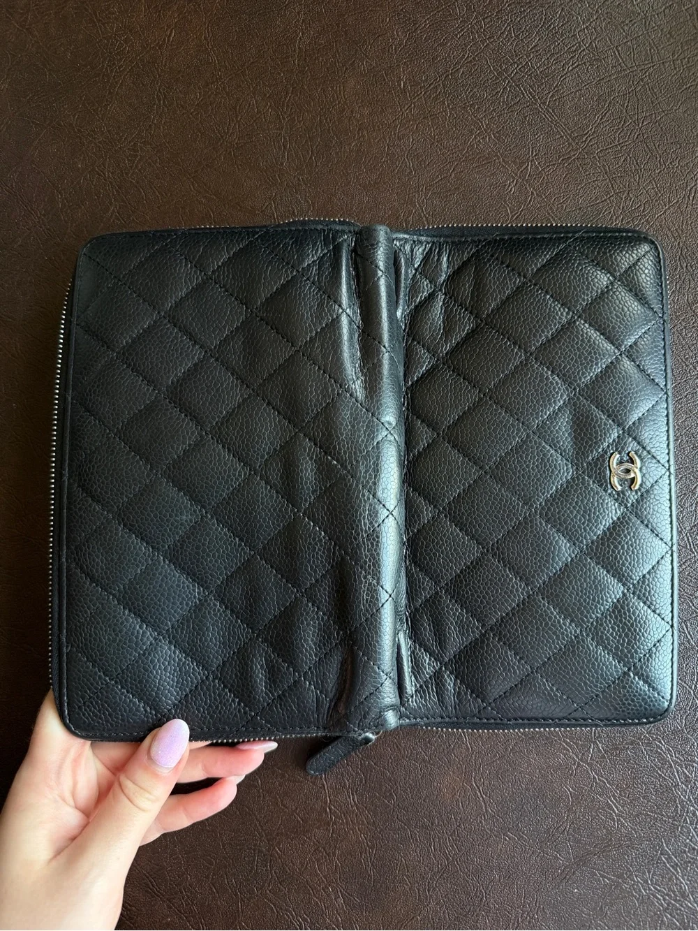 Chanel Caviar Quilted Large Zip Around Wallet