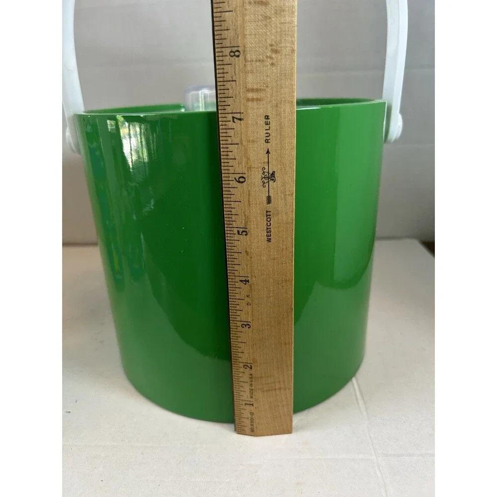 Vintage Shelton Ware Ice Bucket Set Green 4 Sailboat Plastic Tumblers Nautical