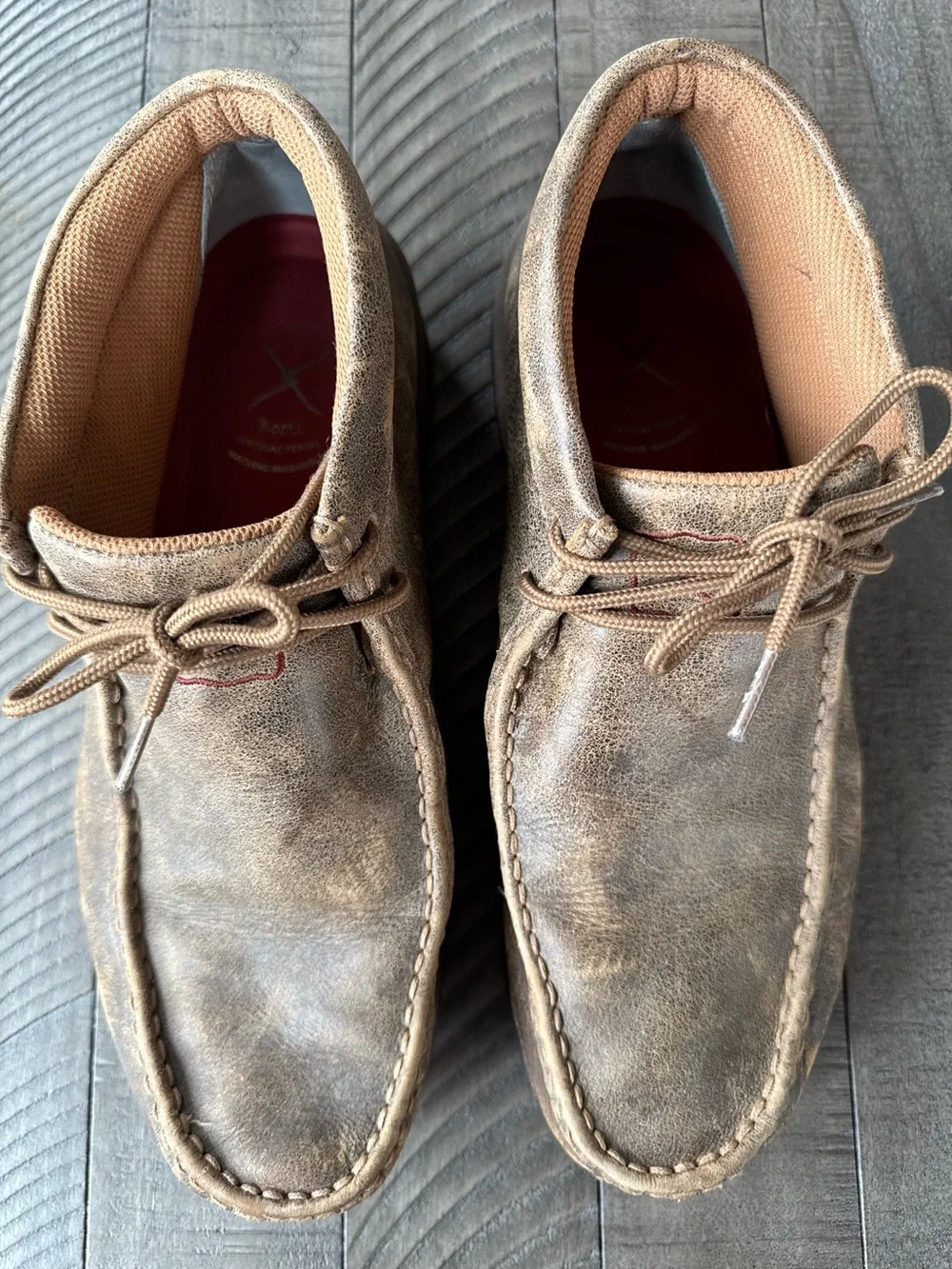 Twisted X Driving Leather Moccasin Chukka Distressed Boots Men’s Size 10.5