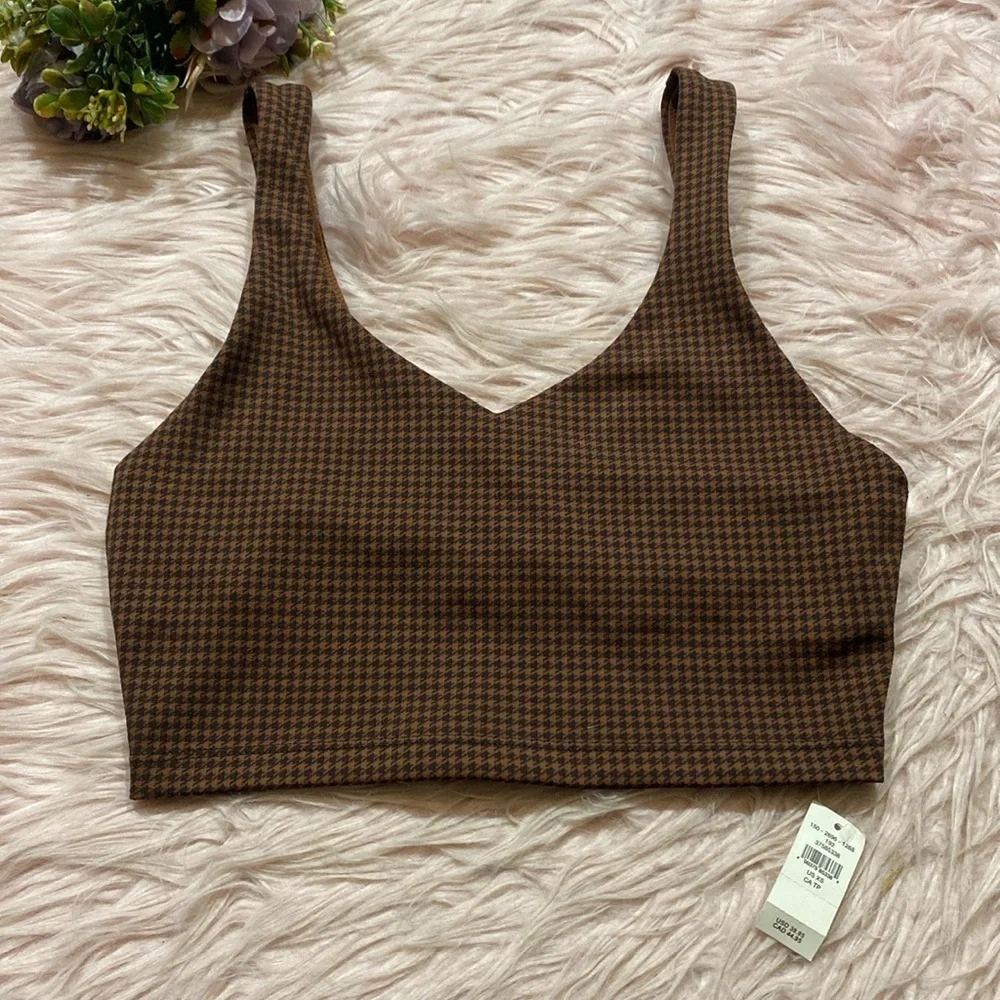 NWT OFFLINE by Aerie Mini Houndstooth V Neck Long Sports Bra sz XS