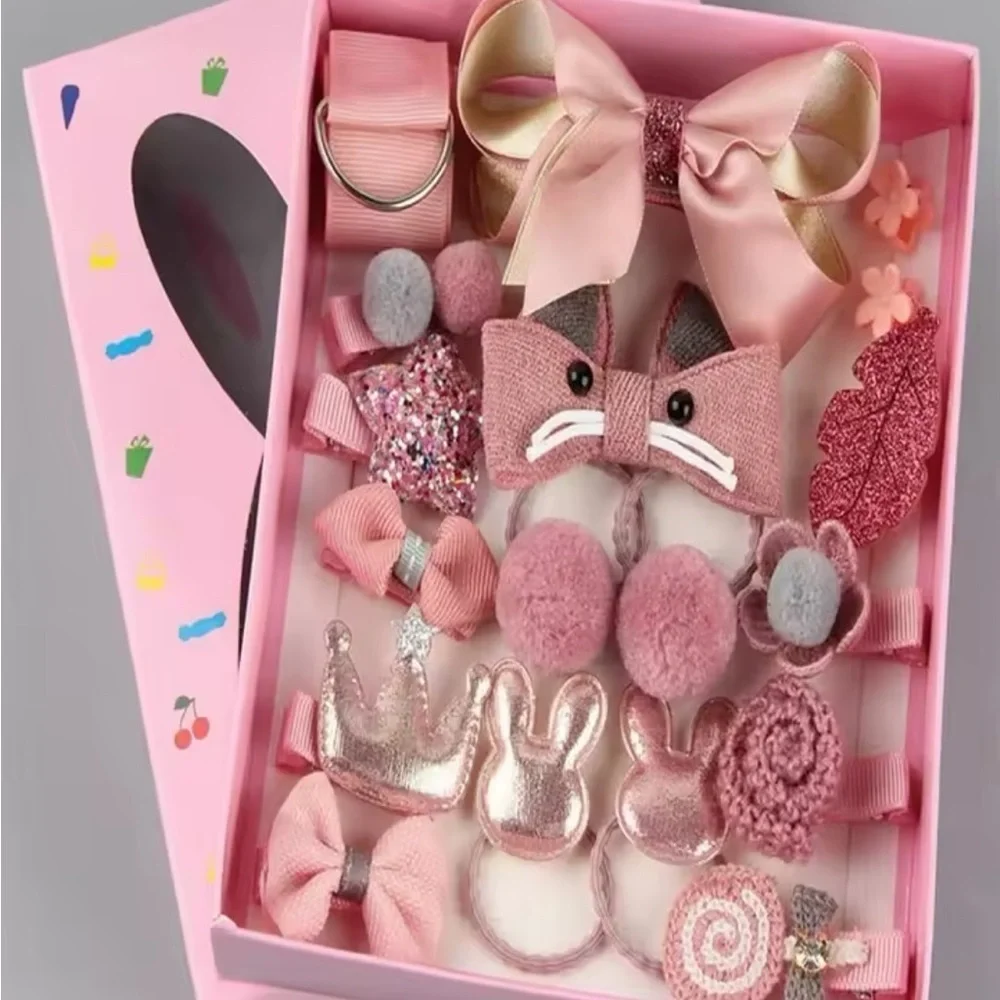 Pink Hair 18pcs Accessories Set for Kids 0412