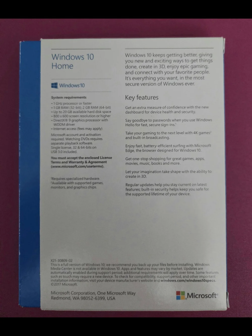Microsoft Windows 10 Home - Operating System