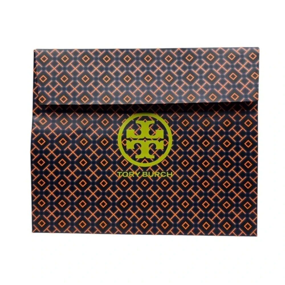 Tory Burch Gift Bags Set of 3 Logo Geometric Orange Navy Small 8x6.5