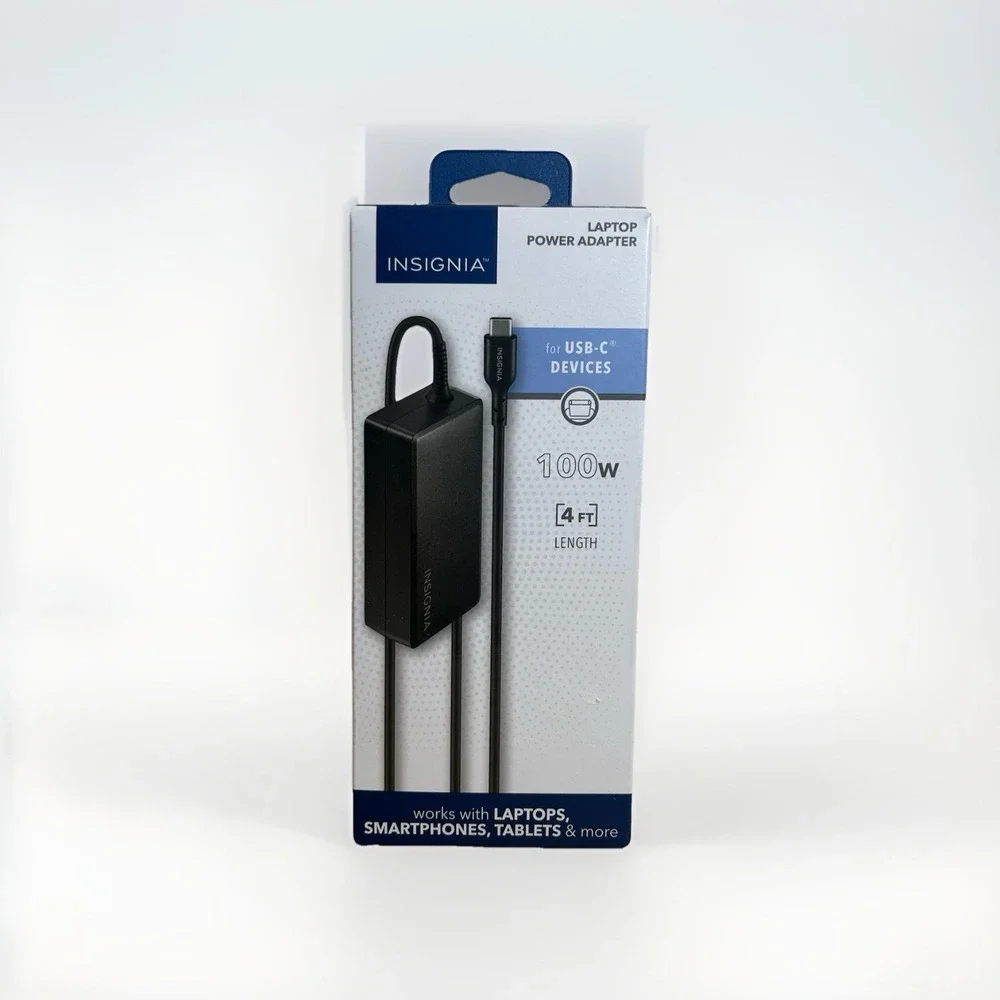 Insignia- 100W 4 ft. Laptop Power Adapter for USB-C Devices - Black