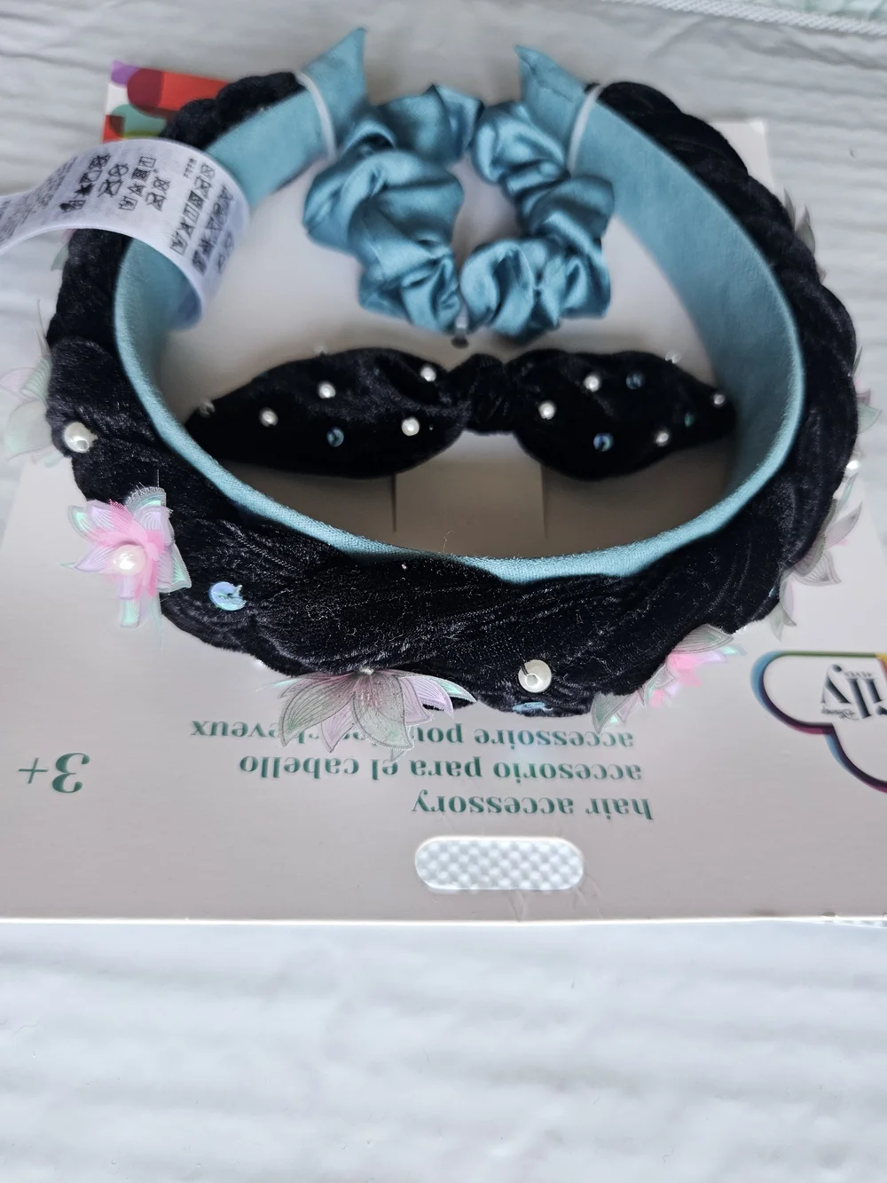 Disney ily 4EVER hair accessory set features a black braided velvet headband and