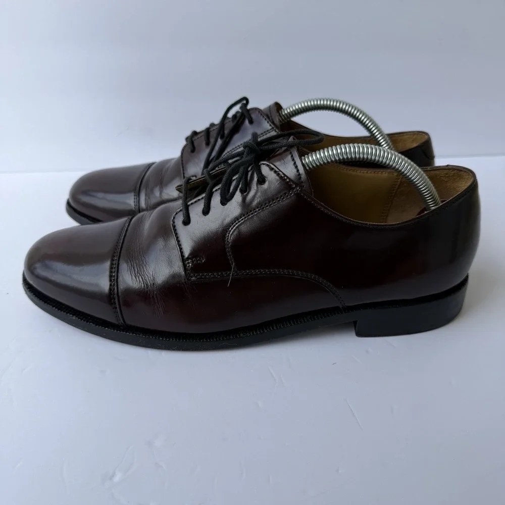 Cole Haan Men's 9D Burgundy Oxblood Leather Cap Toe Oxford Dress Shoes Lace Up
