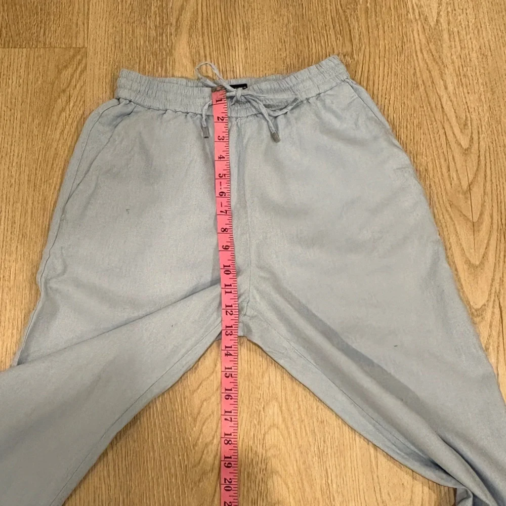 Zara Linen Blend Elastic Drawstring Waist Pocketed Pull On Pants SMALL