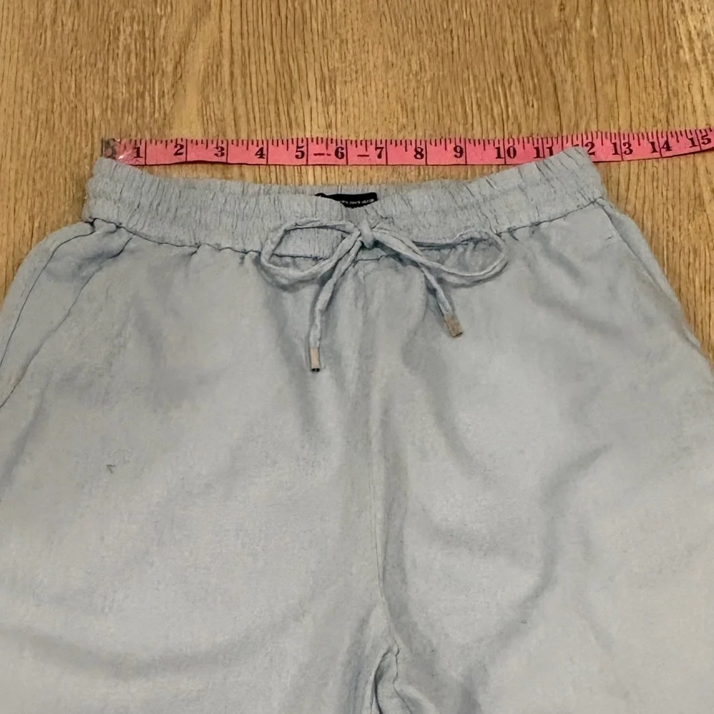 Zara Linen Blend Elastic Drawstring Waist Pocketed Pull On Pants SMALL