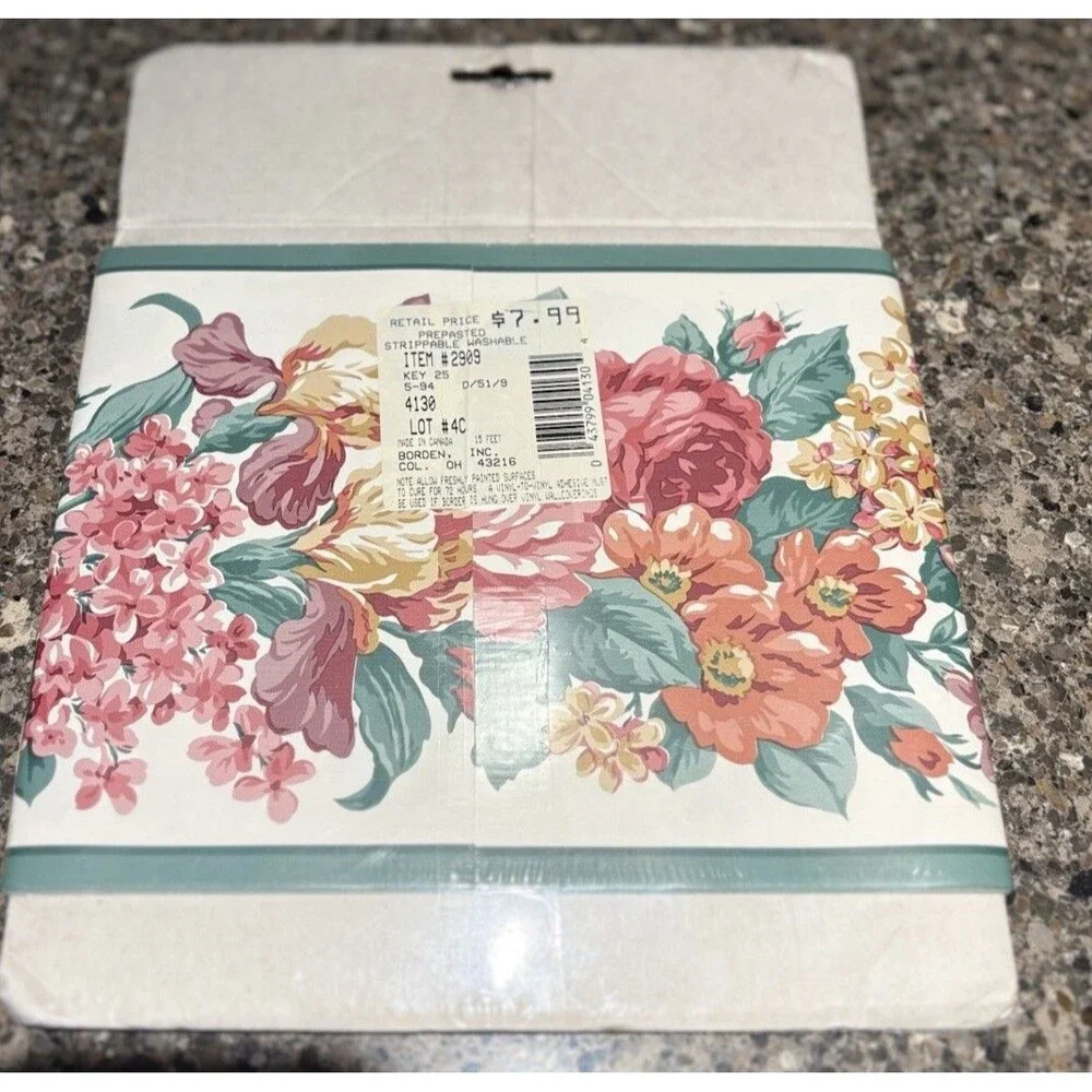VTG 2 Martha Stewart Borden Wallpaper Border Swiss Garden Floral 5 Yds Prepasted