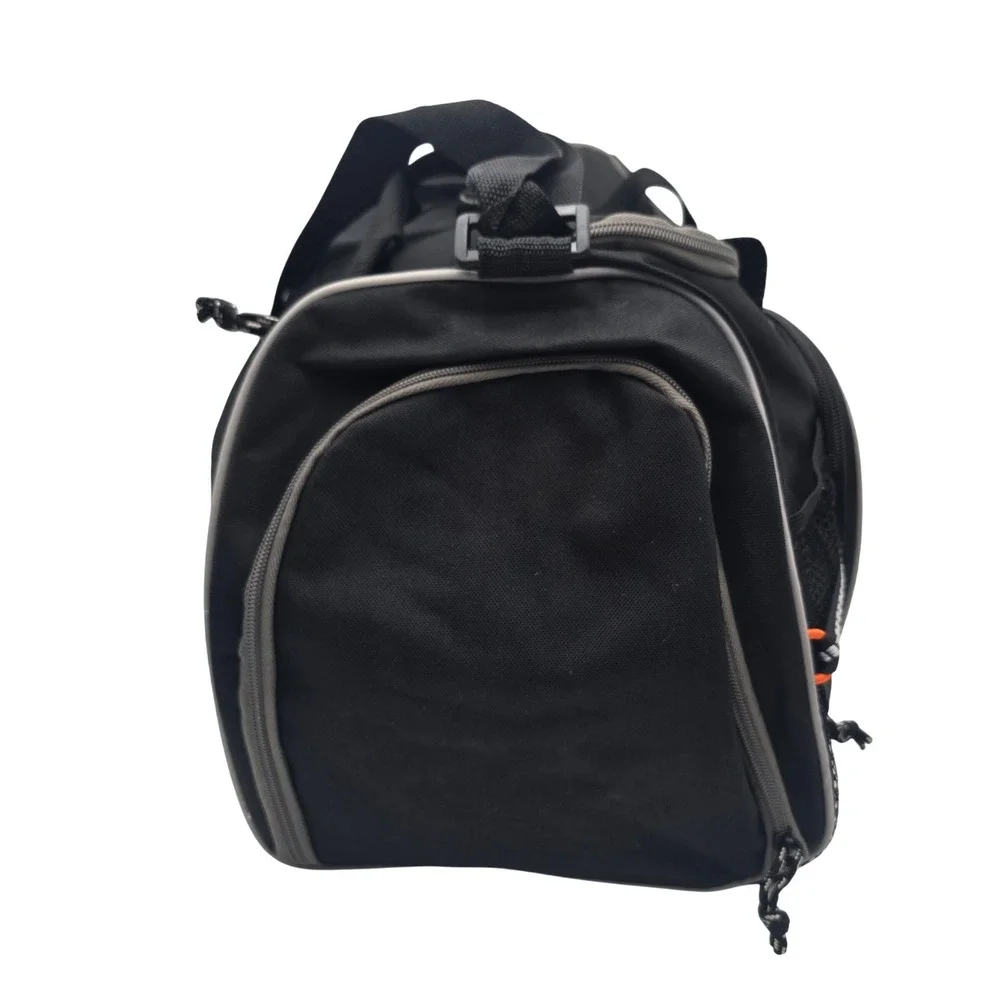 Powerade Black Canvas Athletic Duffel Gym Bag Reflective‎ Trim Shoulder Strap