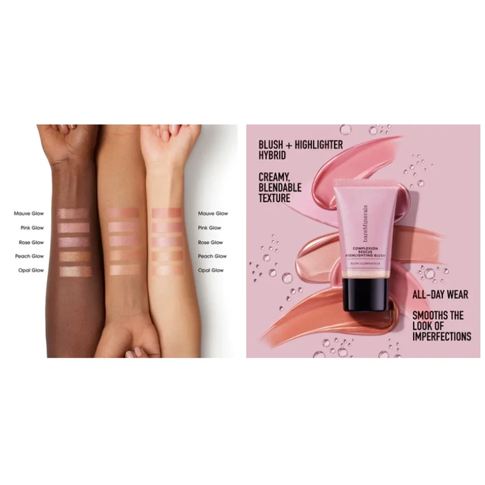 bareMinerals Complexion Rescue Highlighting Blush 15 mL - PEACH GLOW - NEW