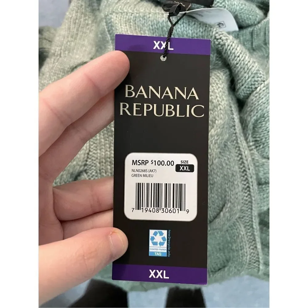 NWT Banana Republic Cable Knit Sweater in Green Milieu
