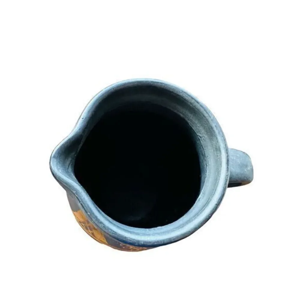 Vintage Pottery‎ Pitcher Charcoal/Black Abstract Design Artist Signed 8