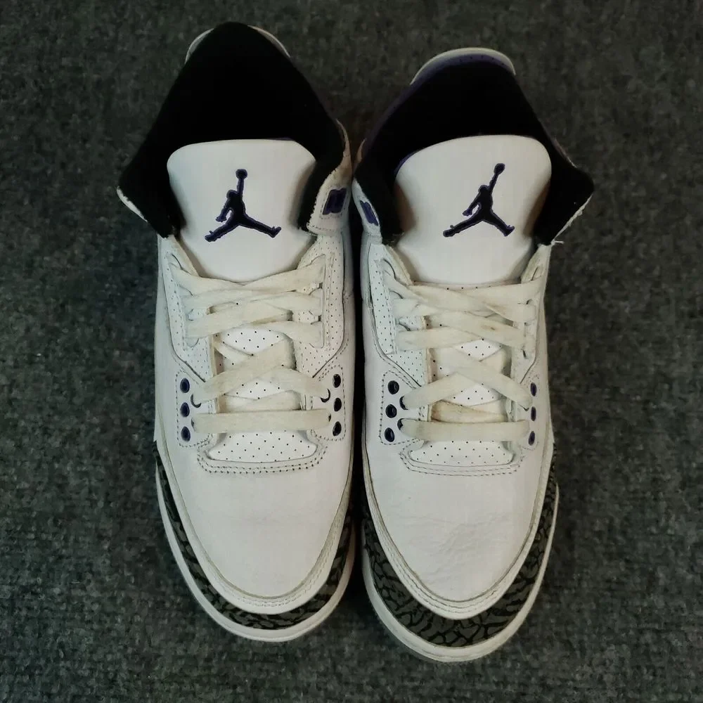 Nike Air Jordan 3 Retro Shoes Youth Boys Size 7 Purple White Sneakers DM0967-105