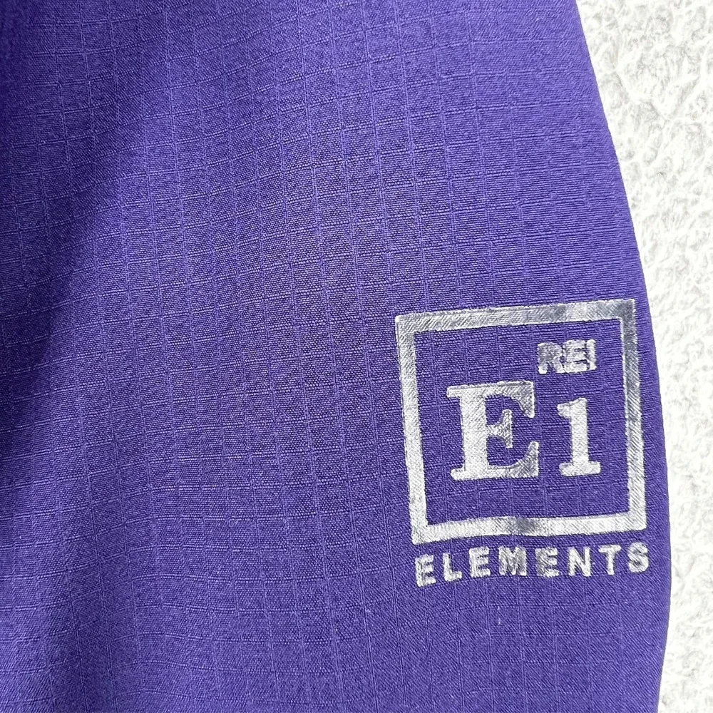 REI Windbreaker Rain Jacket Womens M Blue Hood Elements‎ Stretch Tribal Journey