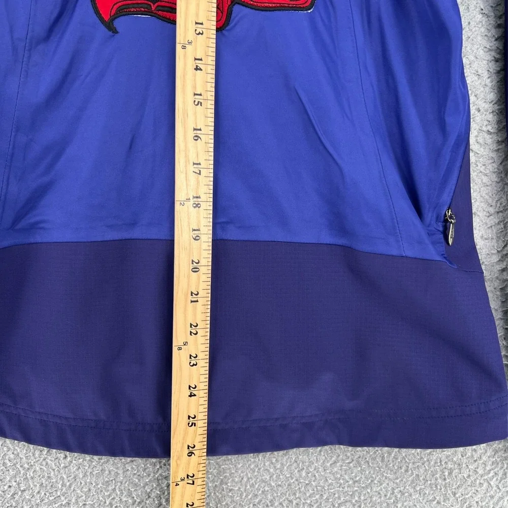 REI Windbreaker Rain Jacket Womens M Blue Hood Elements‎ Stretch Tribal Journey