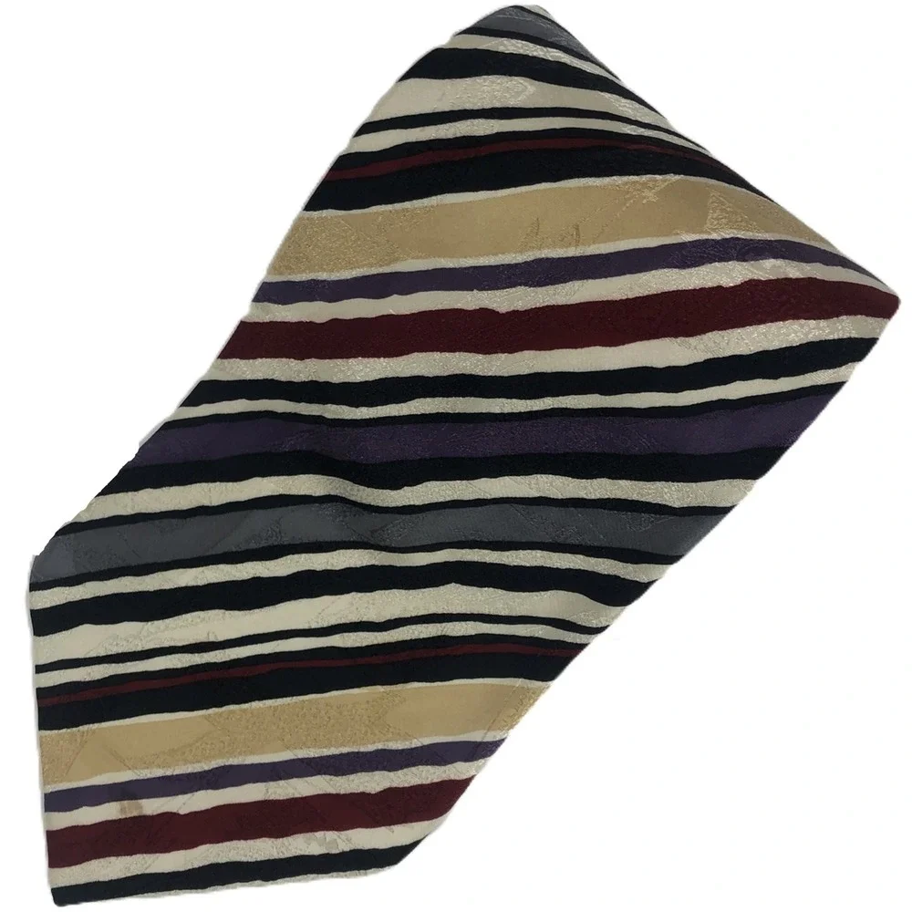 Vintage Clubfellow Silk Abstract Stripe Necktie Mens Multicolor Jacquard Tie USA
