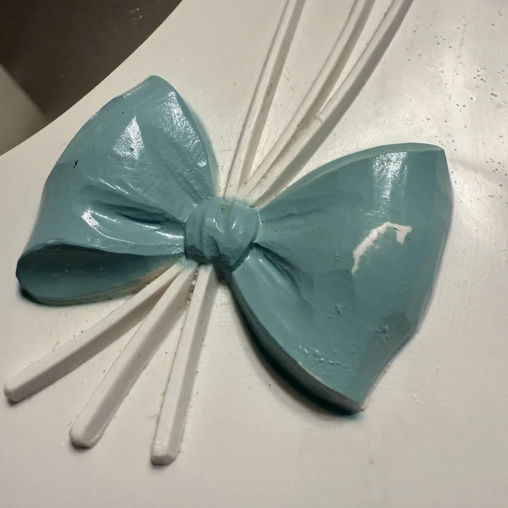 Homco Mirror Baby Nursery Decor ABC White‎ Blue Pink Bow Balloons Pastel Cottage