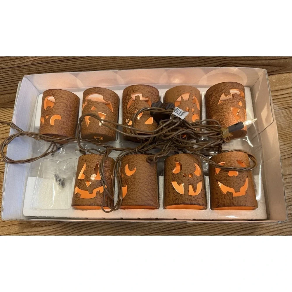 Eddie Bauer Grinning Pumpkin Halloween‎ Luminaries Jack-O-Lantern String Lights
