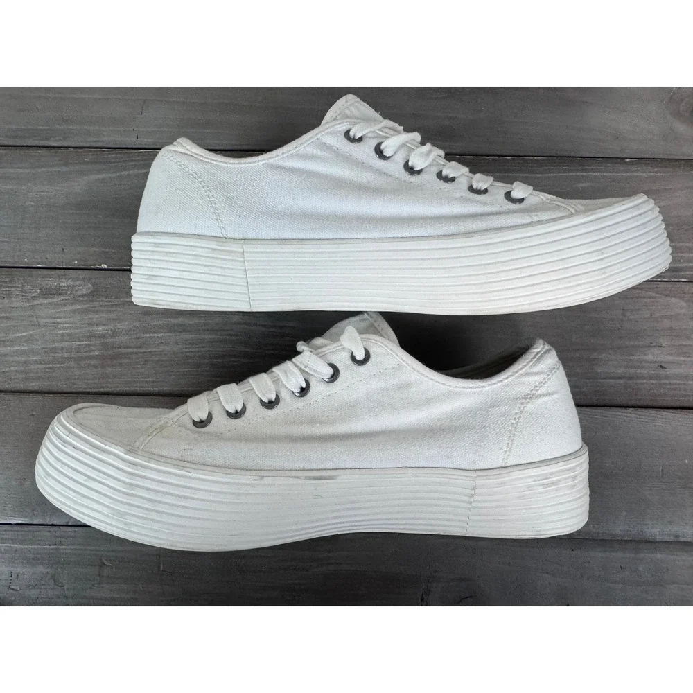 SeaVees Monterey Sneaker Platform Bleach‎ White Canvas Womens 9 California
