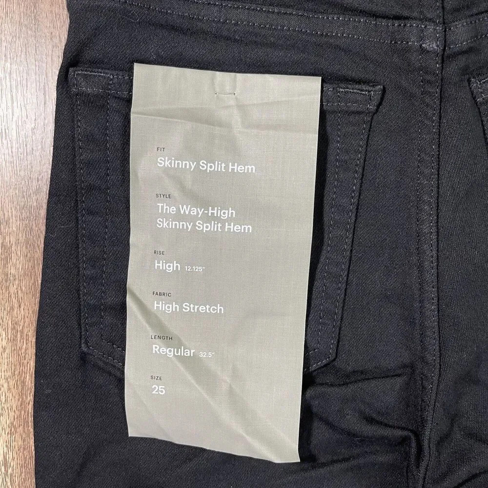 NWT Everlane The Way High Split Hem Black Wash Denim Skinny Jeans Womens Size 25