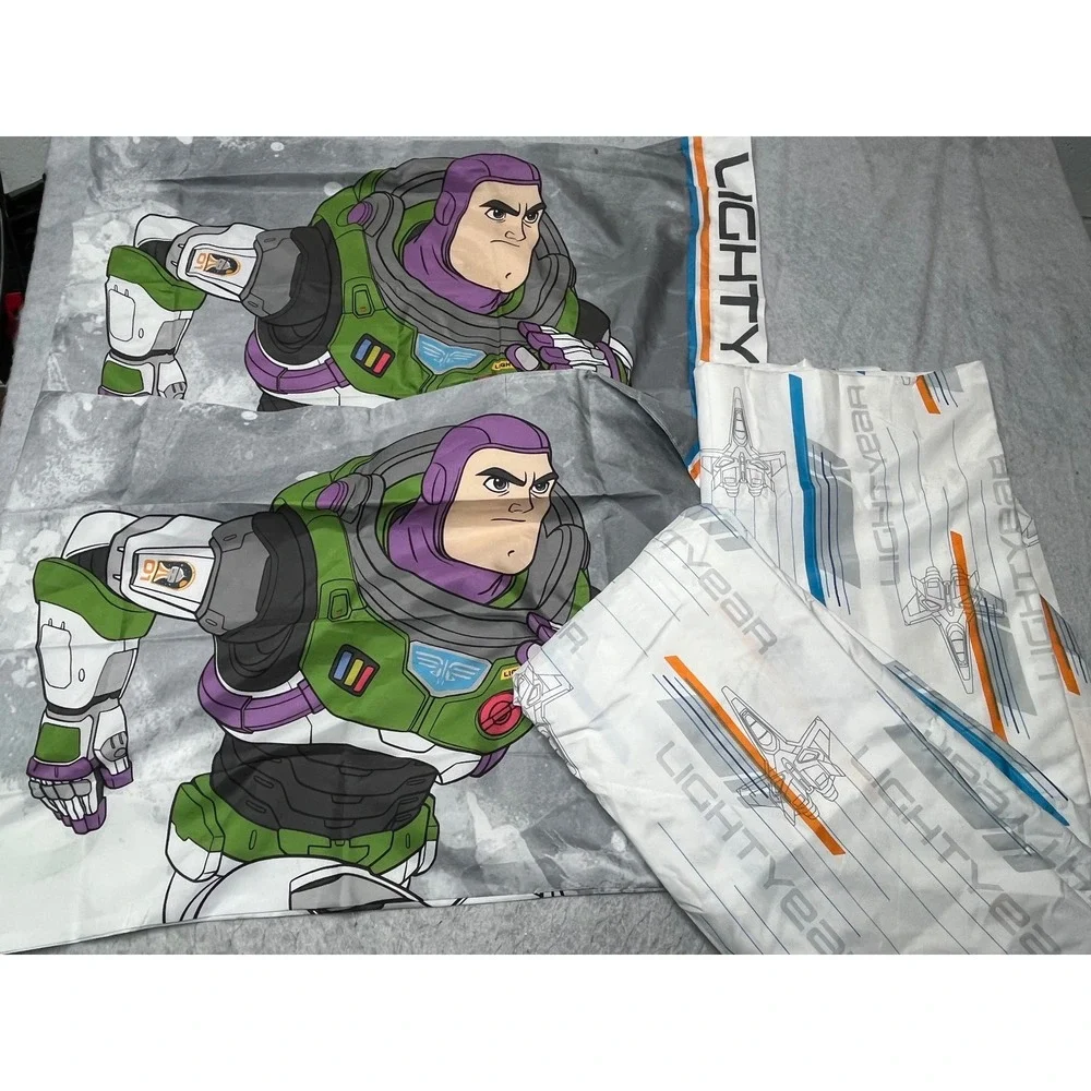 Disney Pixar‎ Bedding Set Full Flat fitted  Sheet 2 Pillowcases Buzz Lightyear