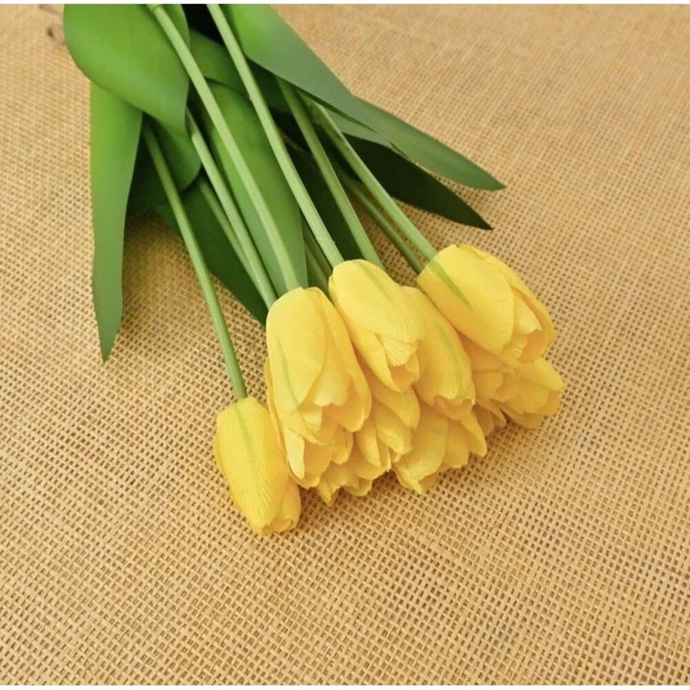 Set of 2 Artificial Yellow Tulip Standing Bunch 14