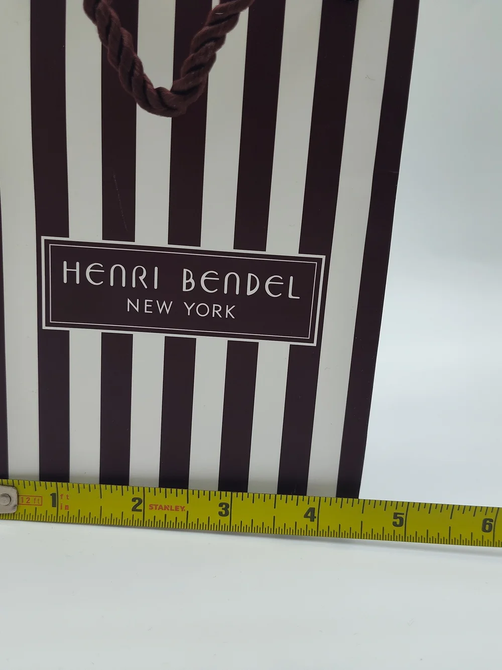 HENRI BENDEL New York Mini Shopping Bag Tissue Brown Stripe Gift Packaging EUC