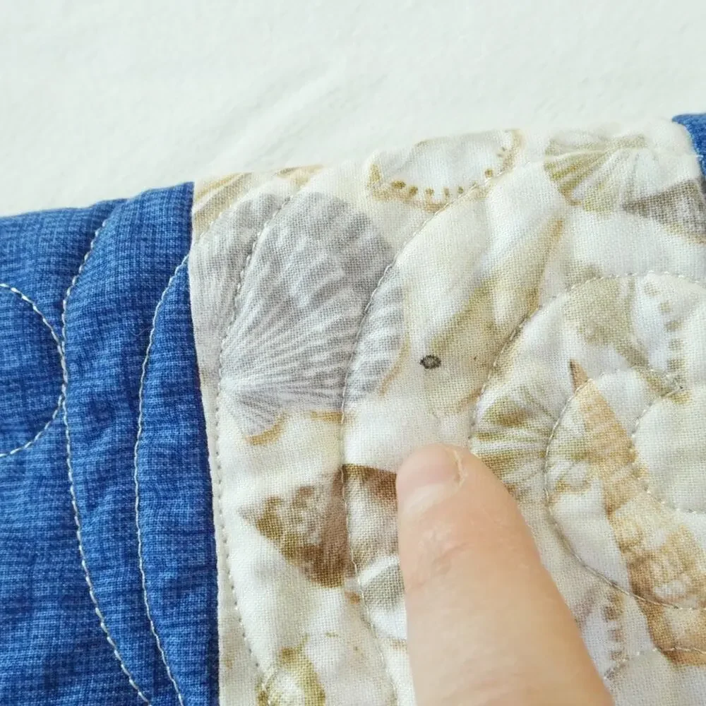 Coastal Nautical Patchwork Quilt Novelty‎ Beach House Summer Wall Throw 67 x 51