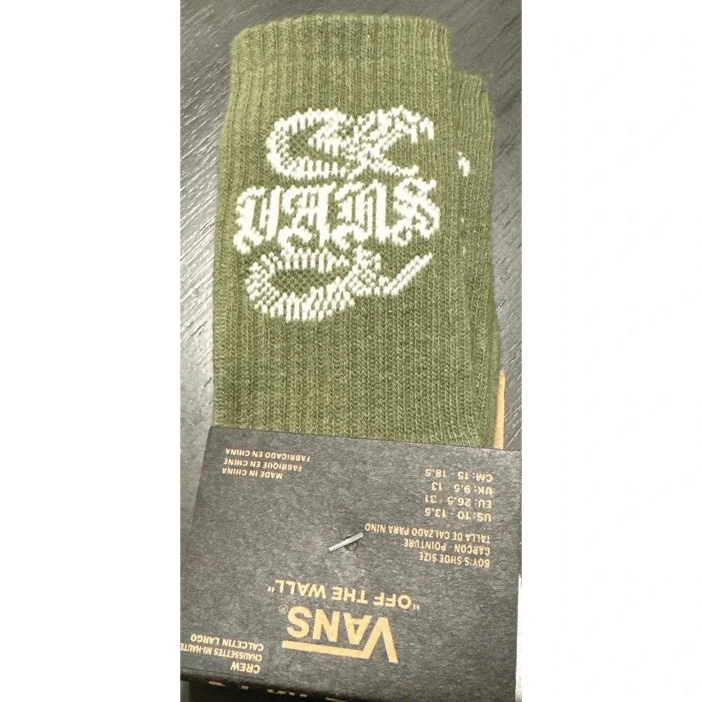 Vans - Road Stop Crew Sock Loden Green -‎ Boys Us Size 10-13.5