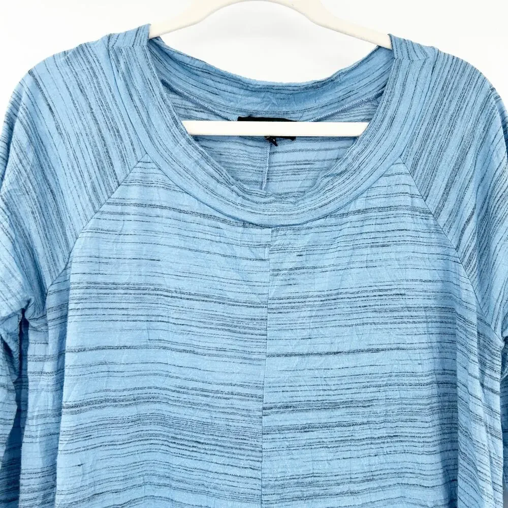 Comfy USA Womens Lounge Heathered Lagenlook 3/4‎ Sleeve Tunic Dress Size M Blue