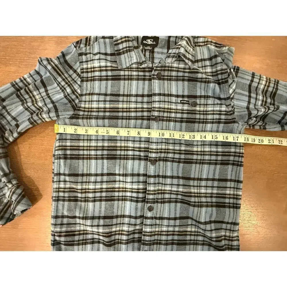 O'NEILL Blue Plaid Flannel Button Down Shirt Kids size XL Surfer Cottage