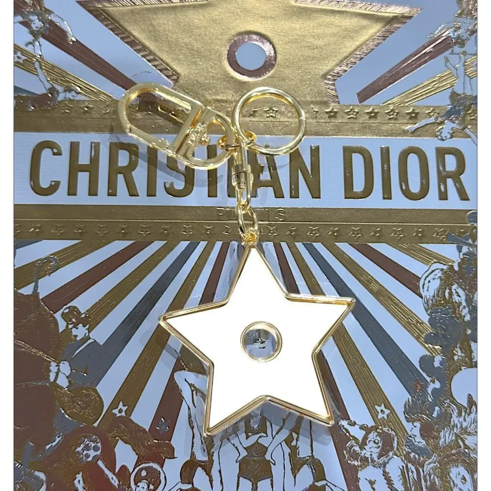 Dior Star Key Holder in Gold and White
