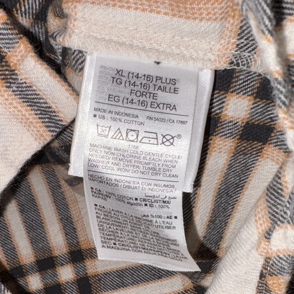 Old Navy Plaid Button Down Shirt - Black, Brown, White