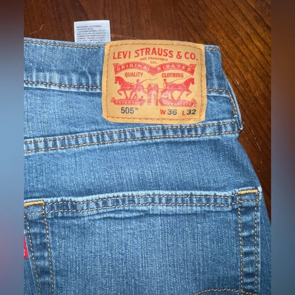 Levi's 505 Regular Fit Jeans Men's W36 L32 Light Wash Straight Leg Denim